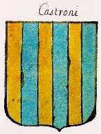 The blazon is paly six or and azure