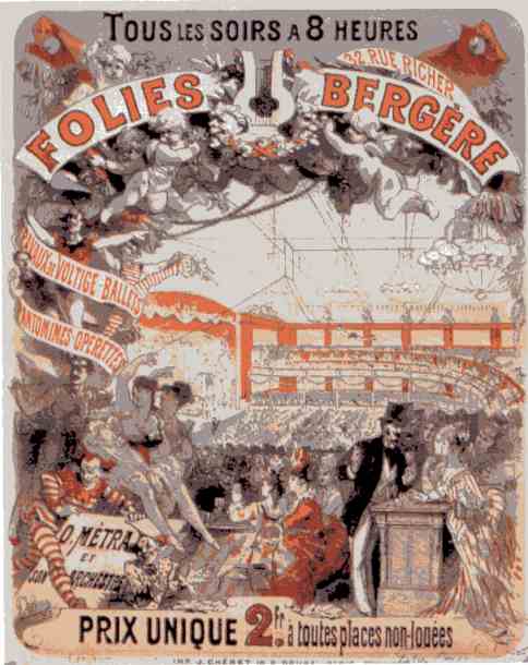 Aux Folies-Bergre, Jules Chert. 1875, Muse de la Publicit