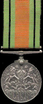 Defence Medal, reverse. Obverse has an uncrowned effigy of King George VI
