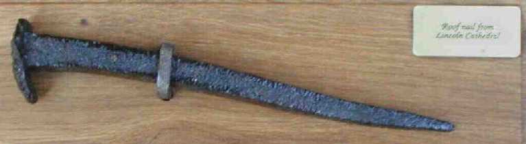 Nail length 190mm (7.5 inches) Width at top, below head, 14mm (0.5 inch)